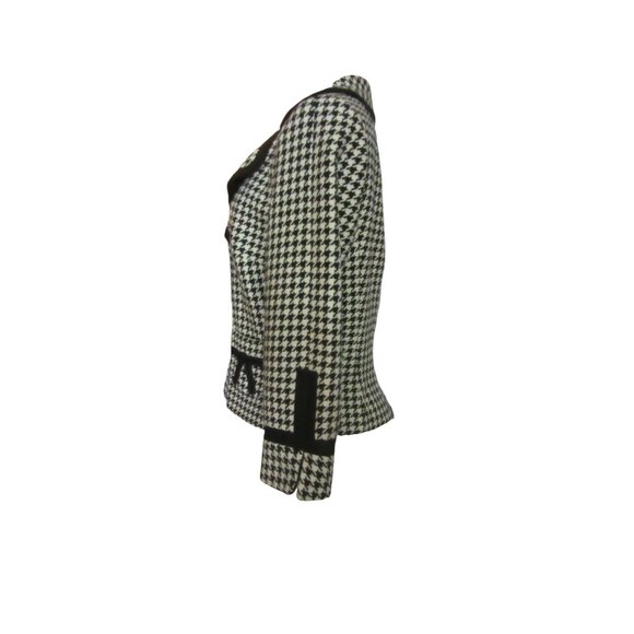 Kay Unger Houndstooth Black & White Waist Jacket w 3/4" Sleeves in Size 10 - Picture 4 of 7